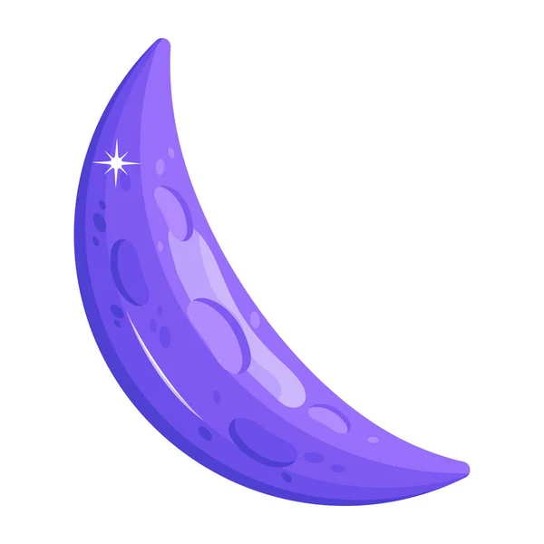 Icono Luna Diseño Símbolo Color Púrpura Ilustración Vectorial — Vector de stock