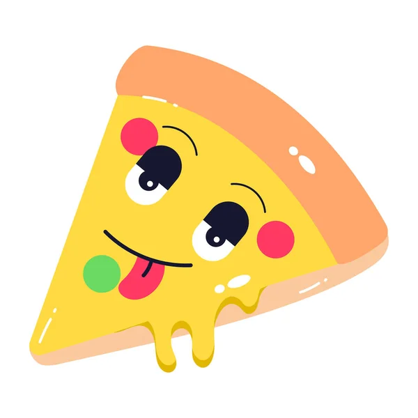 Illustrazione Cartone Animato Pizza Con Formaggio — Vettoriale Stock