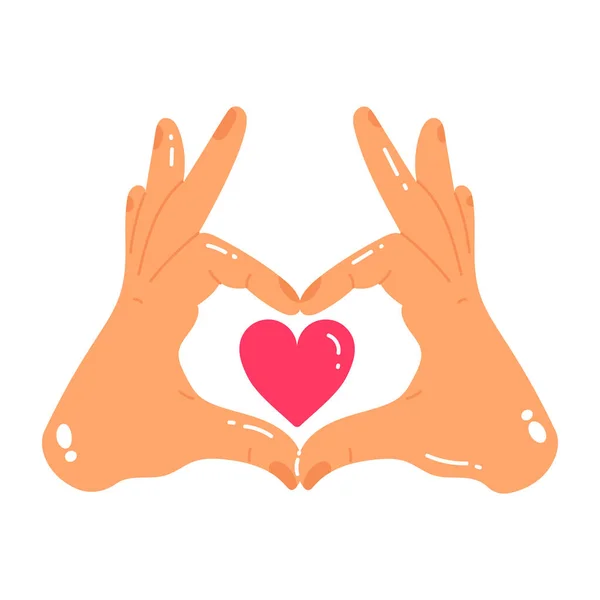 Ruce Symbolem Srdce Vektorová Ilustrace — Stockový vektor