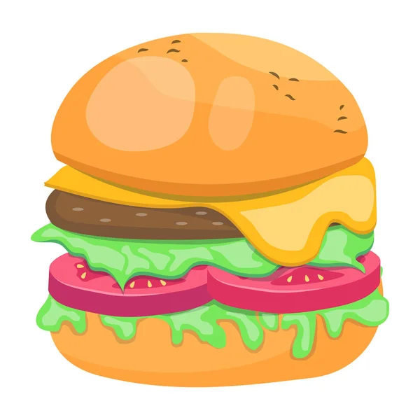 Peynirli Sebzeli Burger Vektör Illüstrasyonu — Stok Vektör