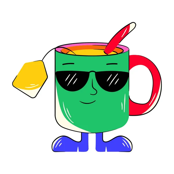 Cute Cartoon Cup Tea Vector Illustration Design — Stock Vector