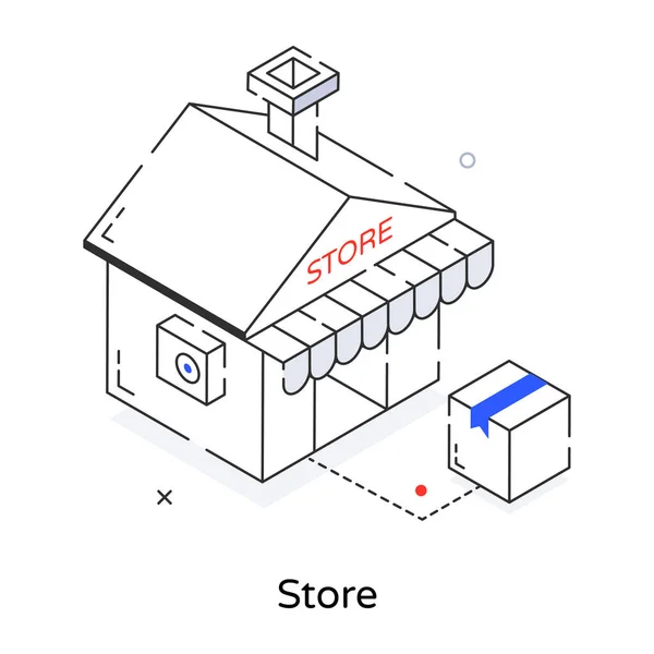 Isometric Line Icon Store — Stock Vector