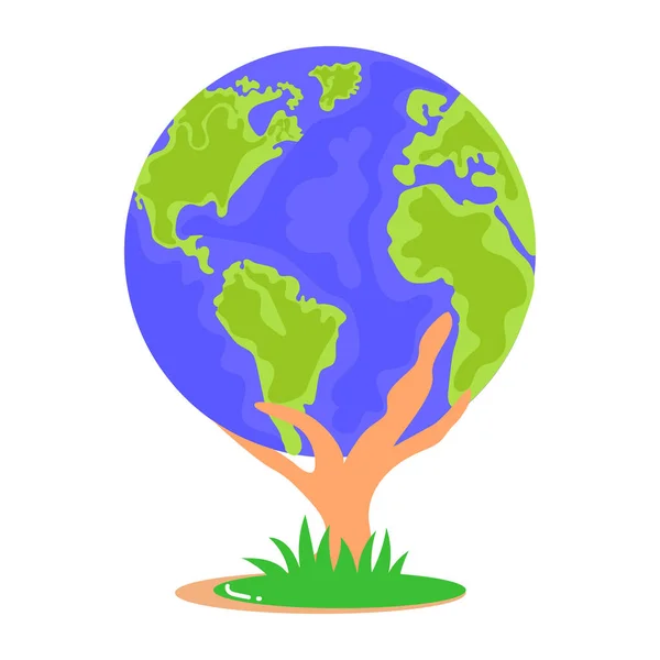 Erde Planet Mit Welt Globus Vektor Illustration — Stockvektor