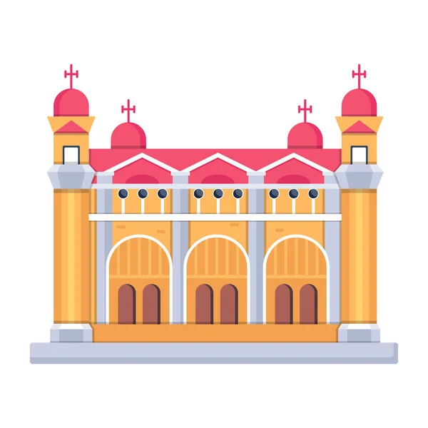 Icono Catedral Estilo Plano Aislado Sobre Fondo Blanco Símbolo Iglesia — Vector de stock