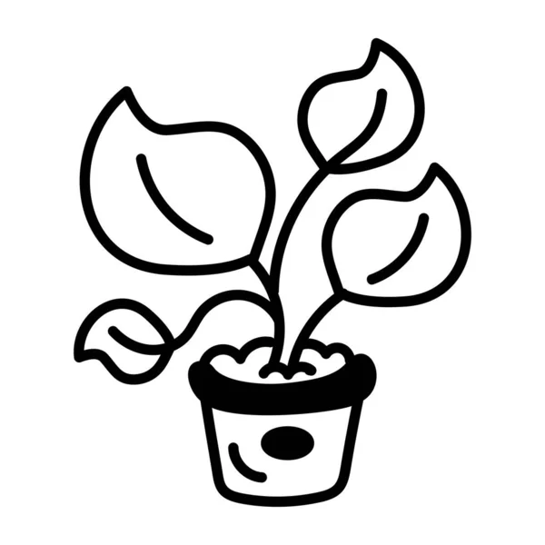 Plant Met Bladeren Pictogram Vector Illustratie Ontwerp — Stockvector