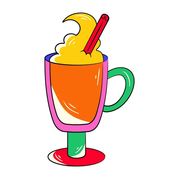 コーヒーとアイスクリームのイラストデザインのカップ — ストックベクタ