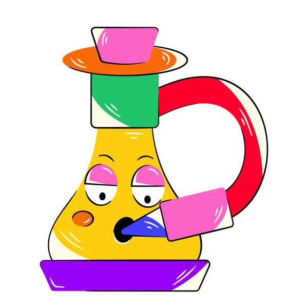 帽子をかぶったピエロの漫画のキャラクター — ストックベクタ