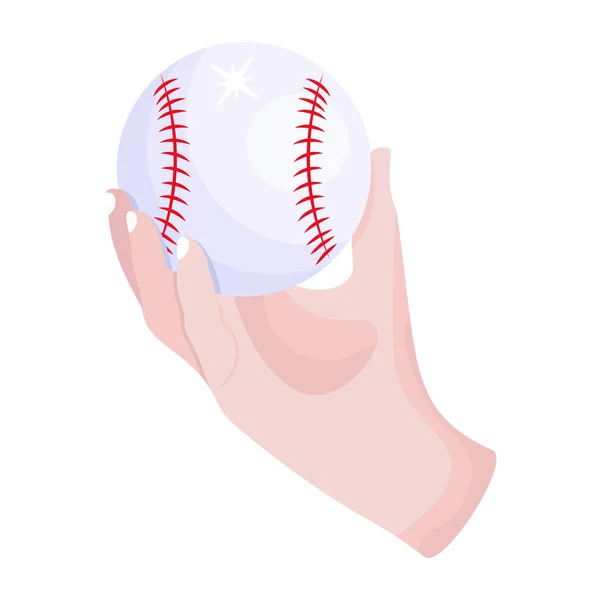 Balle Baseball Main Illustration Vectorielle Design Simple — Image vectorielle