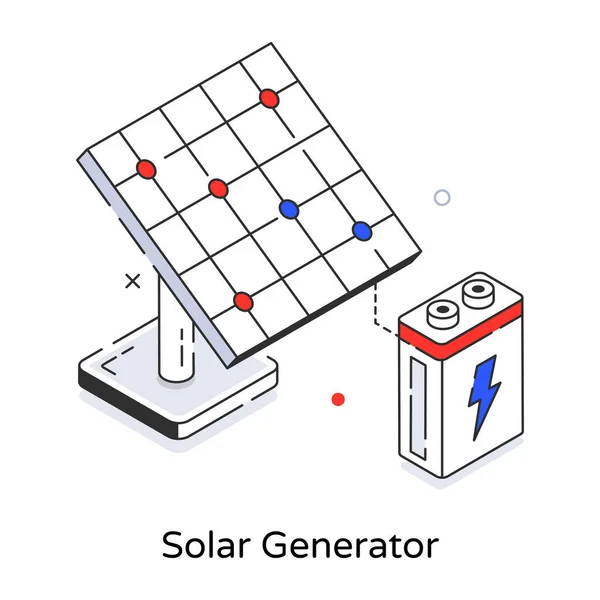 Isometrische Vektordarstellung Des Solargenerators — Stockvektor