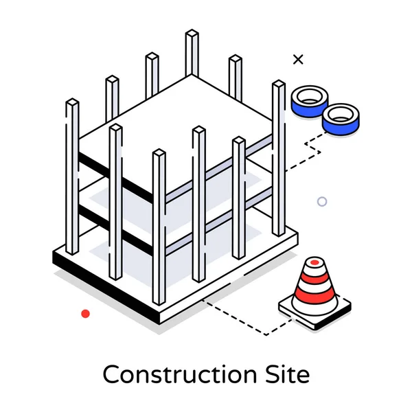 Ícone Construção Linha Isométrica Ilustração Vetorial —  Vetores de Stock