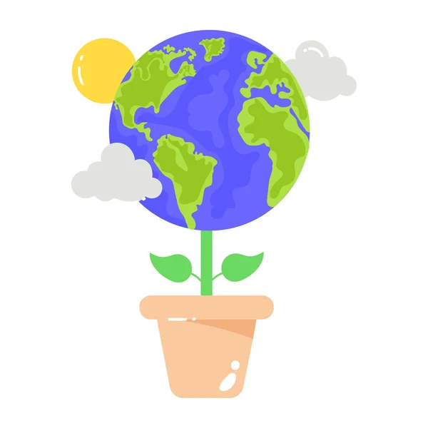 Erdpflanze Mit Grünen Blättern — Stockvektor