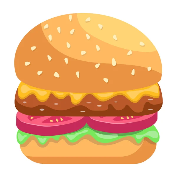 Burger Icoon Hamburger Eten Snel Rommel — Stockvector