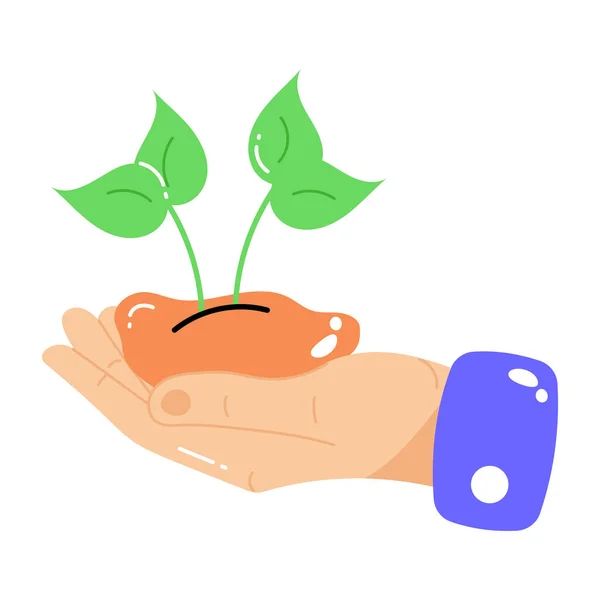 Hand Hålla Grön Växt — Stock vektor