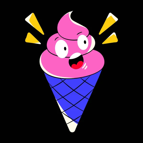 Vector Illustration Cute Cartoon Funny Ice Cream — Stock Vector