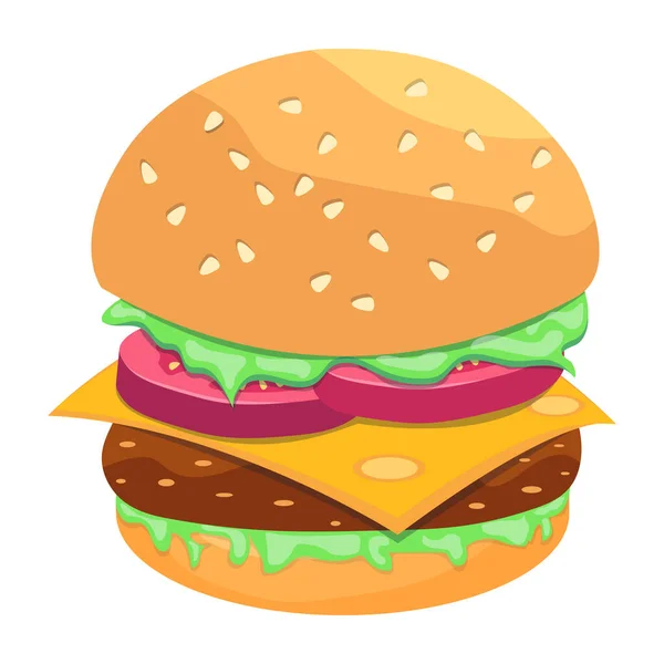 Vektorillustration Des Burgers Fast Food — Stockvektor