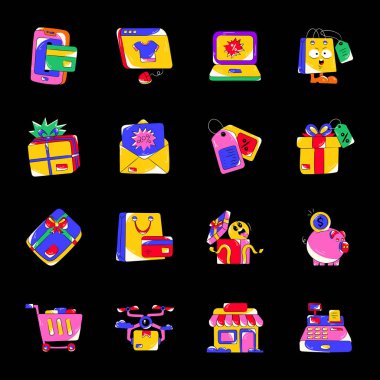 Alışveriş ikonları hazır. vektör illüstrasyonu