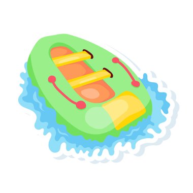 Şişirilebilir tekne simgesi, vektör, illüstrasyon