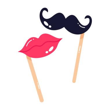 vector illustration of a woman lips with a mustache