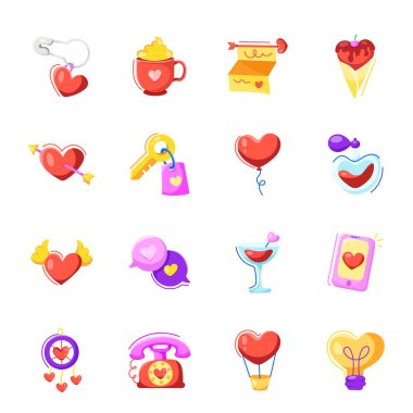 Sevgililer günü simgelerinin vektör illüstrasyonu 