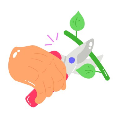 El, çatallı yeşil bir yaprak ve kırmızı bir kalp tutuyor. vektör illüstrasyonu