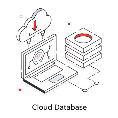 Bulut veritabanının vektör illüstrasyonu
