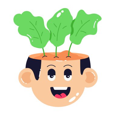 Bahçe vektör illüstrasyonunda yeşil bitkisi olan sevimli çocuk.