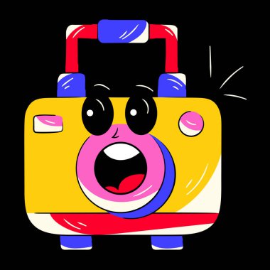 Kameranın çizgi film karakteri, vektör illüstrasyonu basit tasarım