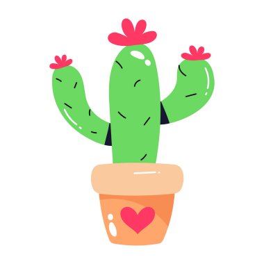 Esrar vektör çiziminde şirin kaktüs