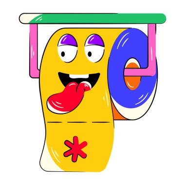 Gülüşü olan komik bir çizgi film çizimi.