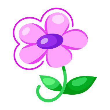 Beyaz arkaplan üzerinde çiçek simgesi, renkli tasarım, vektör illüstrasyonu