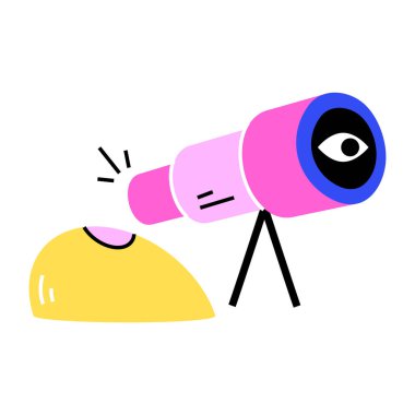 teleskop vektörü düz renk simgesi