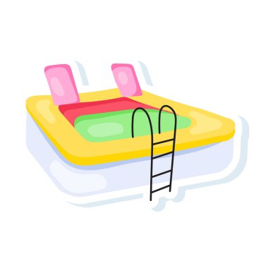 Şişirilebilir yatak vektör illüstrasyon tasarımlı yüzme havuzu koltuğu