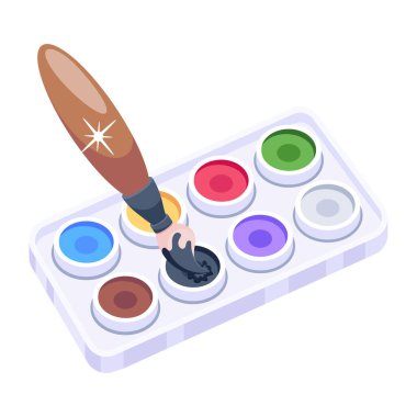 paint brush and palette of paints. vector illustration