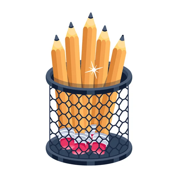 Ceruzatartóban Lévő Ceruzák Vektor Illusztráció — Stock Vector