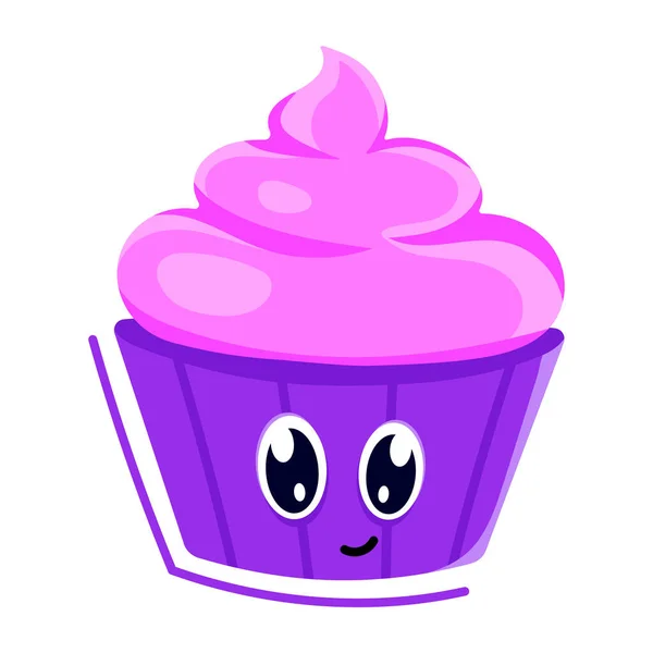 Cupcake Met Ijs Vector Illustratie — Stockvector