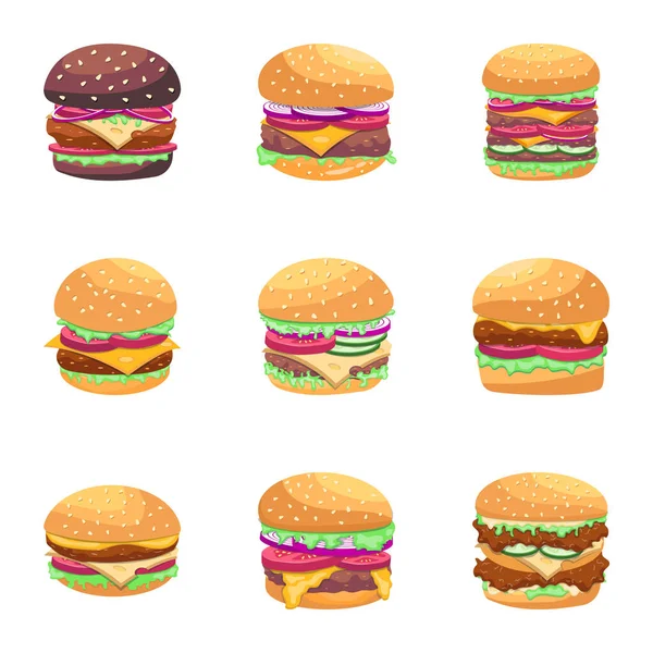 Burgers Vegetables Vector Illustration — Stock Vector