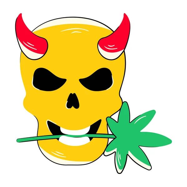 Ilustracja Wektora Czaszki Liściem Marihuany — Wektor stockowy