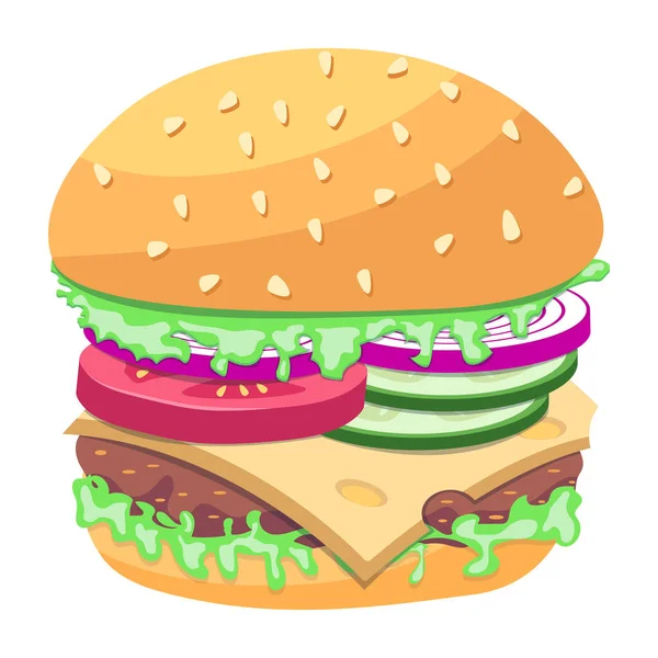 Wektorowa Ilustracja Hamburgera Fast Food — Wektor stockowy