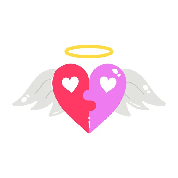 Καρδιά Σχήμα Άγγελος Φτερά Και Καρδιές Διάνυσμα Εικονογράφηση Σχεδιασμό — Διανυσματικό Αρχείο