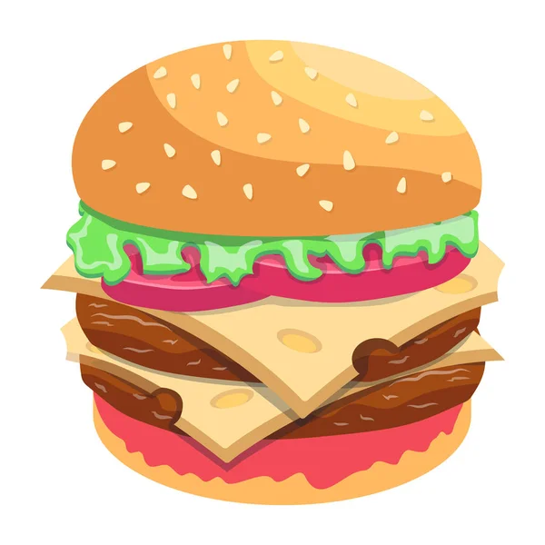 Vektor Illustration Von Burger Snack — Stockvektor