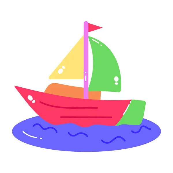 Icona Della Barca Vela Cartone Animato Nave Vela — Vettoriale Stock