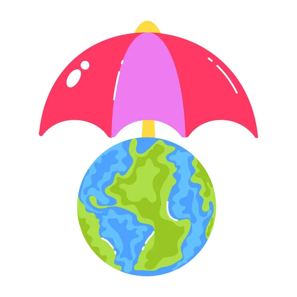 Aarde Paraplu Pictogram Vectorillustratie — Stockvector