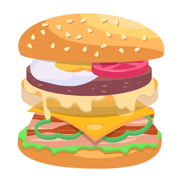 Vector Illustration Burger Snack — Stock Vector
