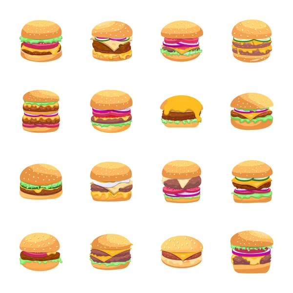 Burgers Set Vector Illustration — Stock Vector