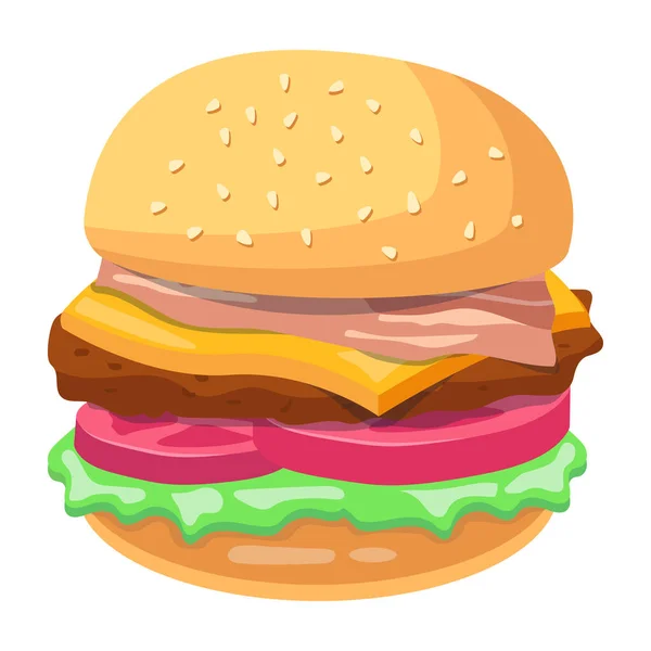 Illustrazione Vettoriale Hamburger Snack — Vettoriale Stock