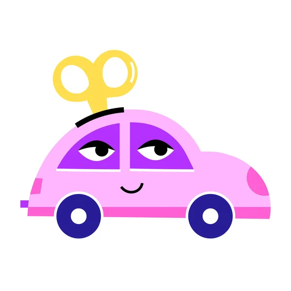 Cute Little Girl Car Toy Vector Illustration — Stock Vector