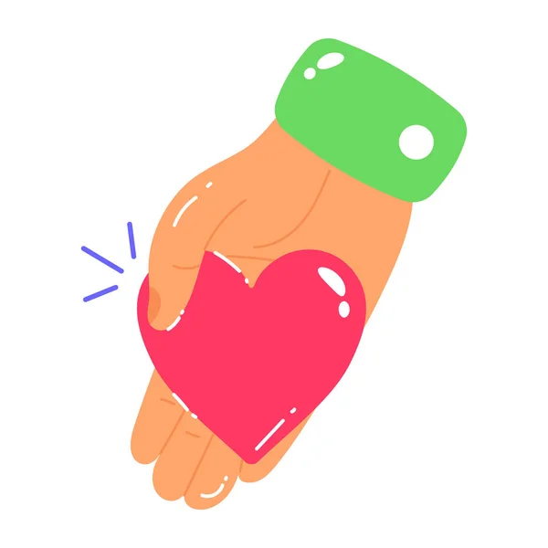Χέρι Κρατώντας Καρδιά Μια Κόκκινη Κορδέλα — Διανυσματικό Αρχείο