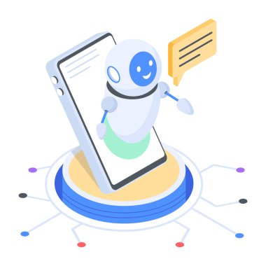 Akıllı telefon vektör illüstrasyon tasarımına sahip robot 