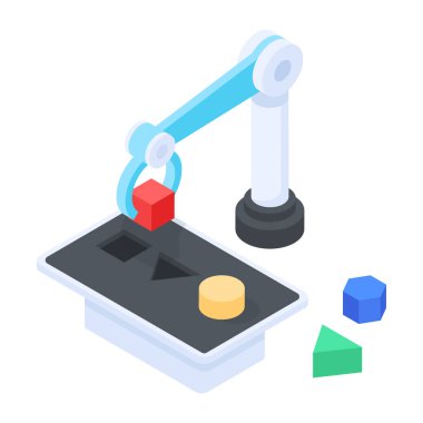 izometrik robot kompozisyon pankartı, vektör illüstrasyonu