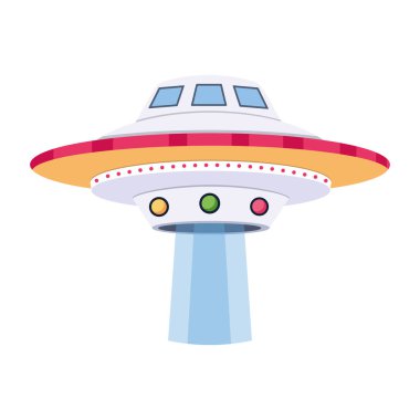 vektör karikatür uzay gemisi simgesi beyaz arkaplanda izole edildi.       